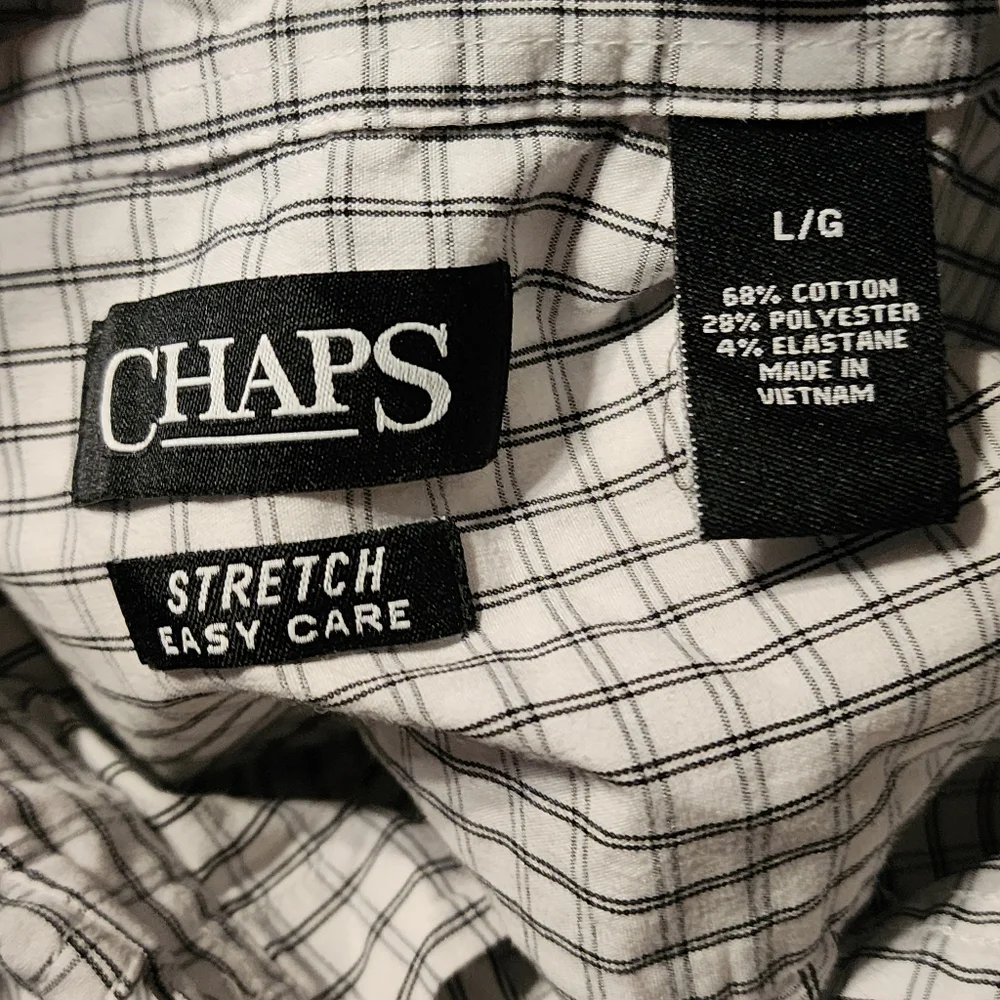 Chaps Stretch Easy Care Button Front Shirt Large Men's Long Sleeve Checked  A948